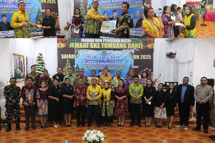 Bupati Katingan berserta Ketua TP-PKK Kabupaten Katingan Laksanakan Safari Natal di Desa Tumbang Dakei