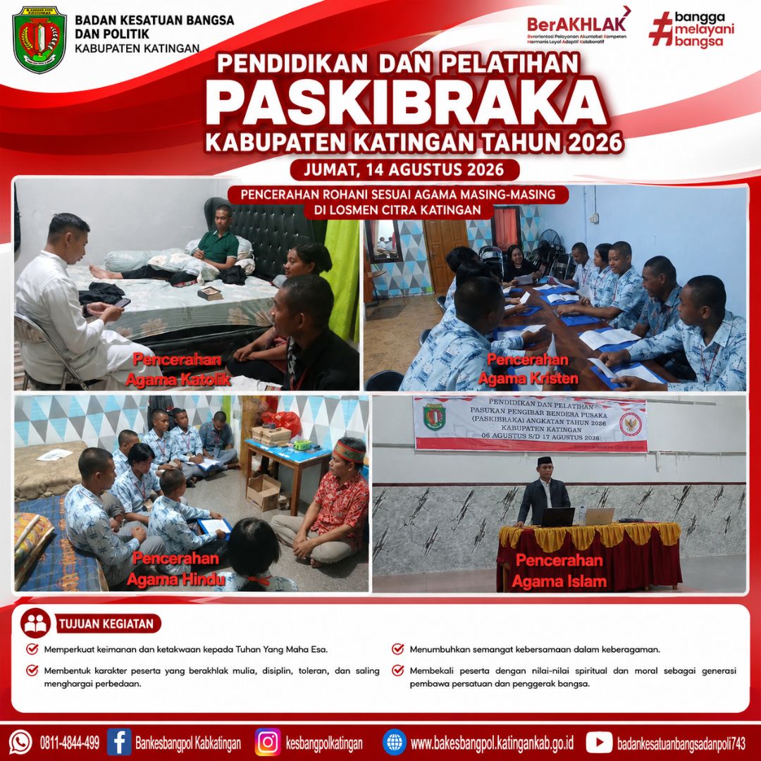 Paskibraka Katingan 2026 Diperkuat Pembinaan Rohani Lintas Agama