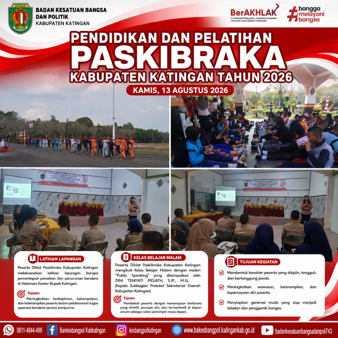 Peserta Diklat Paskibraka Katingan Mantapkan Latihan Lapangan dan Ikuti Kelas Public Speaking