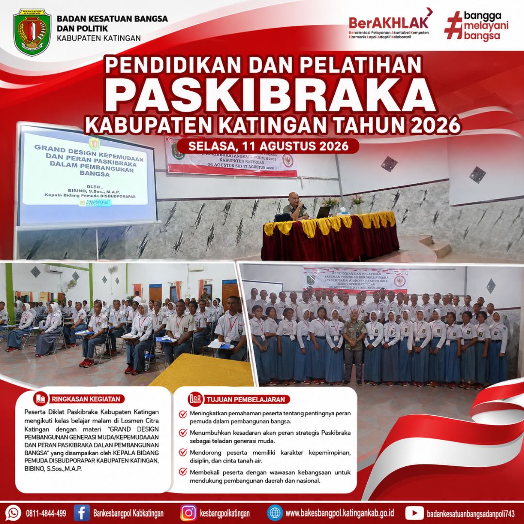 Bekali Calon Paskibraka Katingan, Disbudporapar Tegaskan Peran Pemuda dalam Pembangunan Bangsa