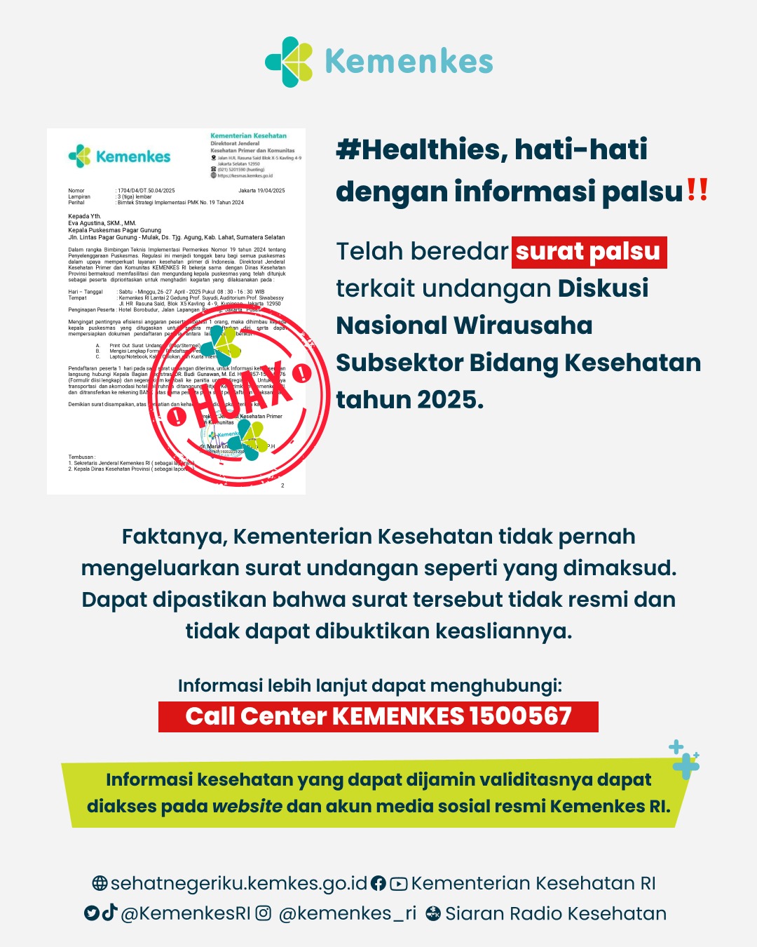 Surat tentang Diskusi Nasional Wirausaha Sub-sektor Kesehatan 2025