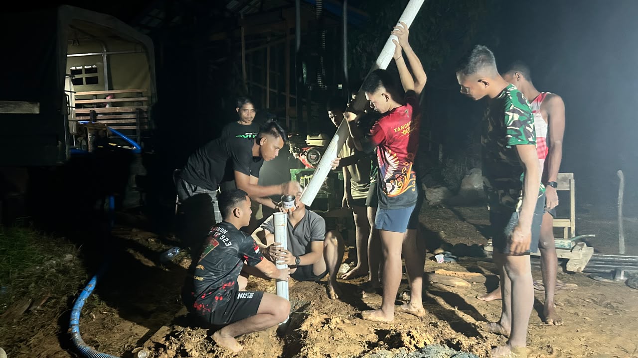 Pengeboran Sumur Air Bersih di Tumbang Baraoi Capai 50 Persen, Kodim 1019/Katingan Atasi Kendala Teknis